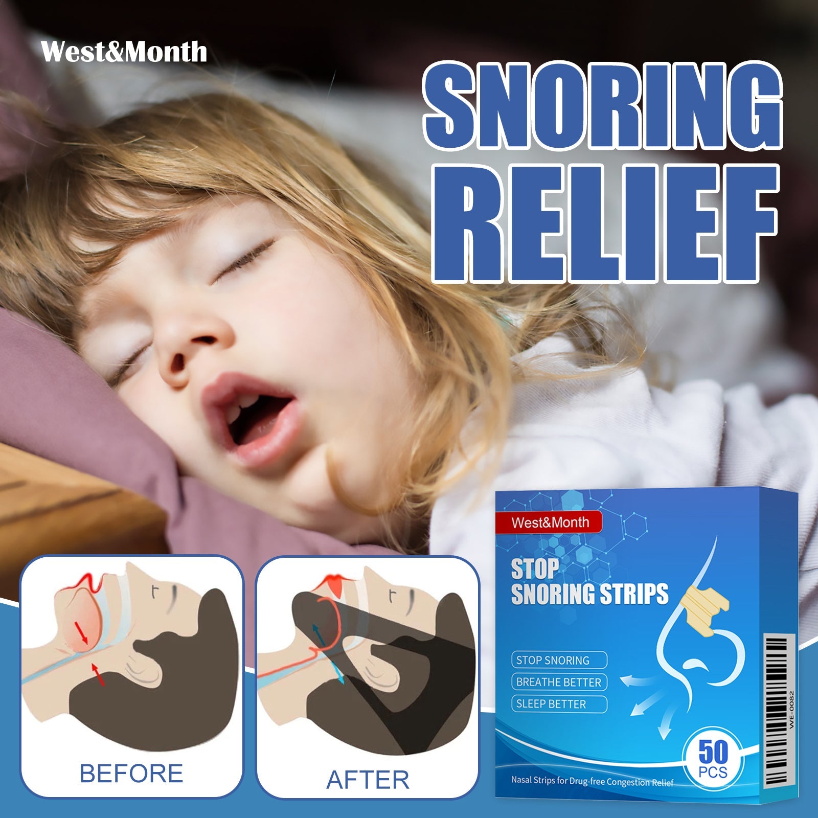 Anti-Snoring Strips for Respiratory Care and Sleep