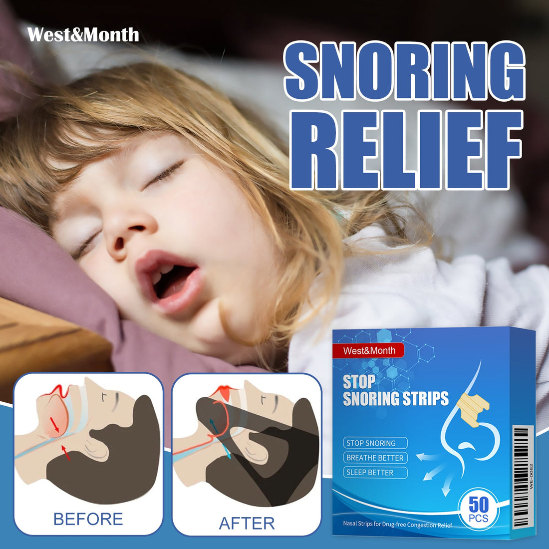 Anti-Snoring Strips for Respiratory Care and Sleep