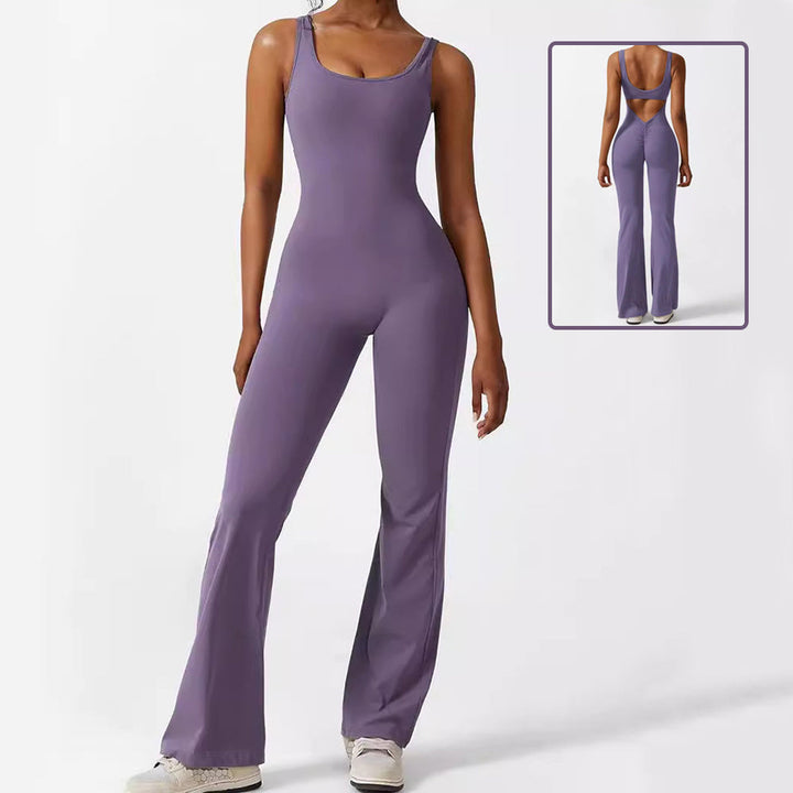 Women’s Sleeveless Flare Jumpsuit for Yoga Fitness