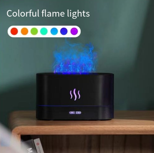Simulated Flame Aromatherapy Humidifier with Color Lights