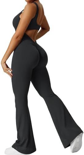 Women’s Sleeveless Flare Jumpsuit for Yoga Fitness