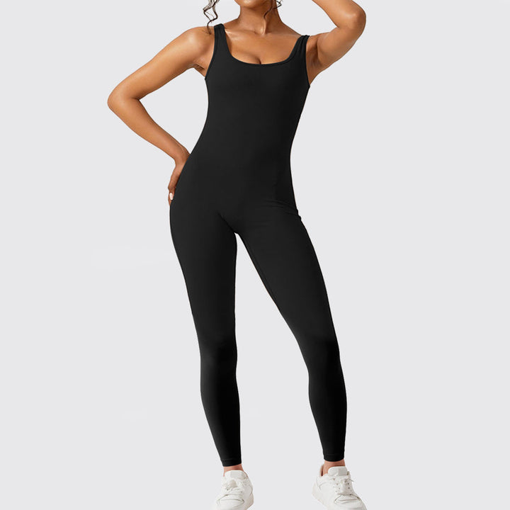 Women’s Sleeveless Flare Jumpsuit for Yoga Fitness