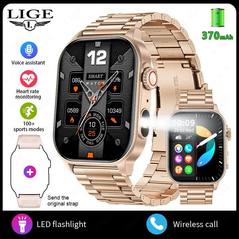 LIGE FlashSmart: 2 HD, AI, Sports & Health Tracker