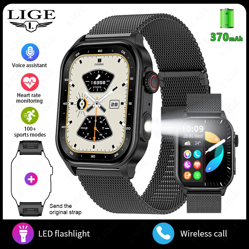 LIGE FlashSmart: 2 HD, AI, Sports & Health Tracker