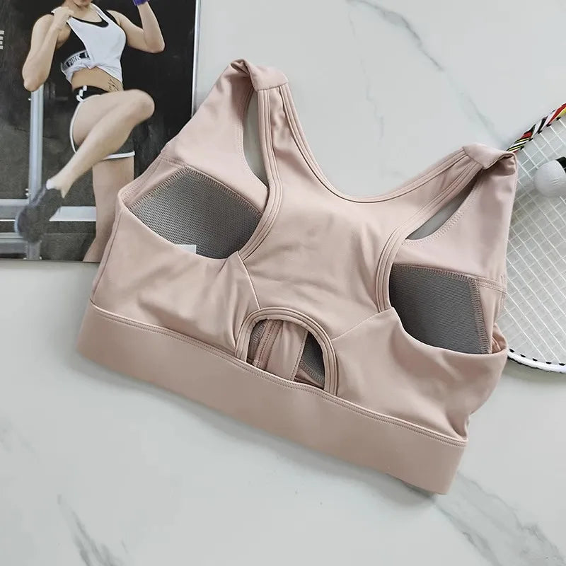 Women's Zipper Shockproof Sports Bra
