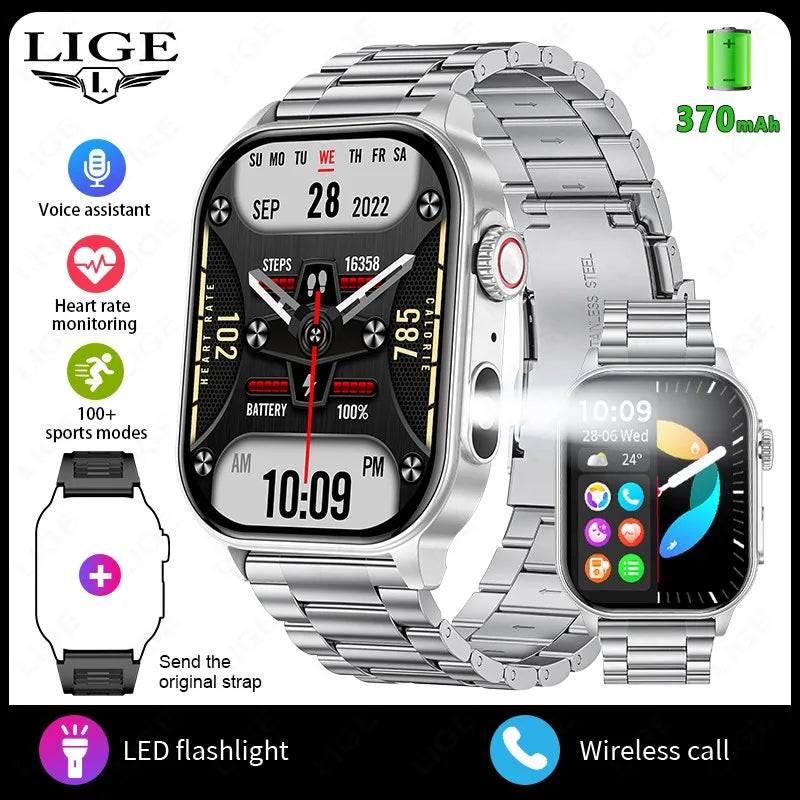 LIGE FlashSmart: 2 HD, AI, Sports & Health Tracker