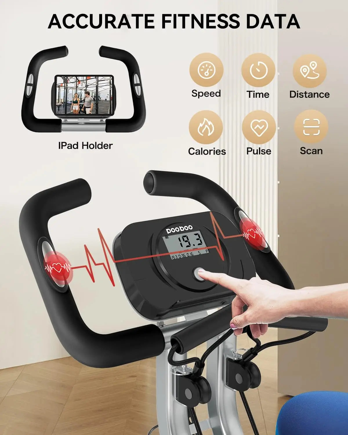 Folding Exercise Bike, Foldable Fitness Stationary Bike Machine, Upright Indoor Cycling Bike