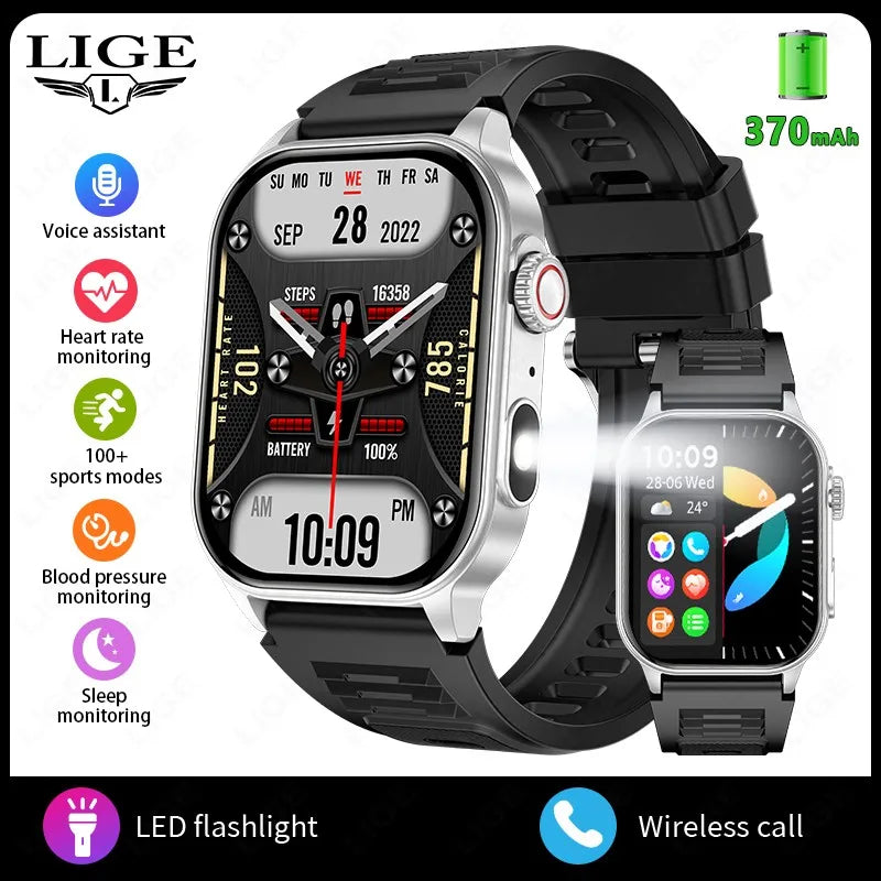 LIGE FlashSmart: 2 HD, AI, Sports & Health Tracker