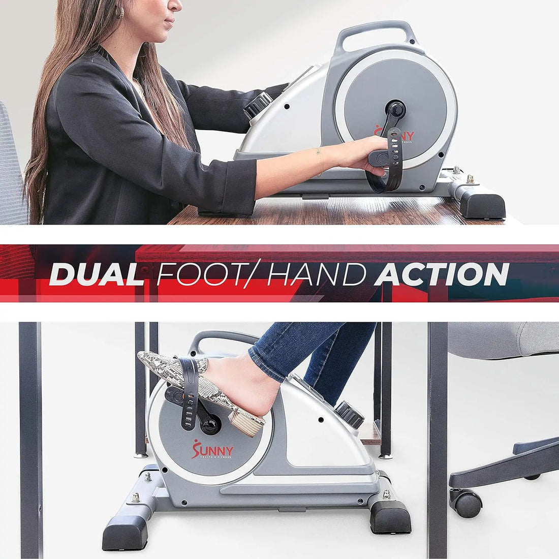 Health & Fitness Magnetic Under Desk Mini Exercise Cycle Bike, Dual Function Pedal Exerciser with Digital Monitor and Carr