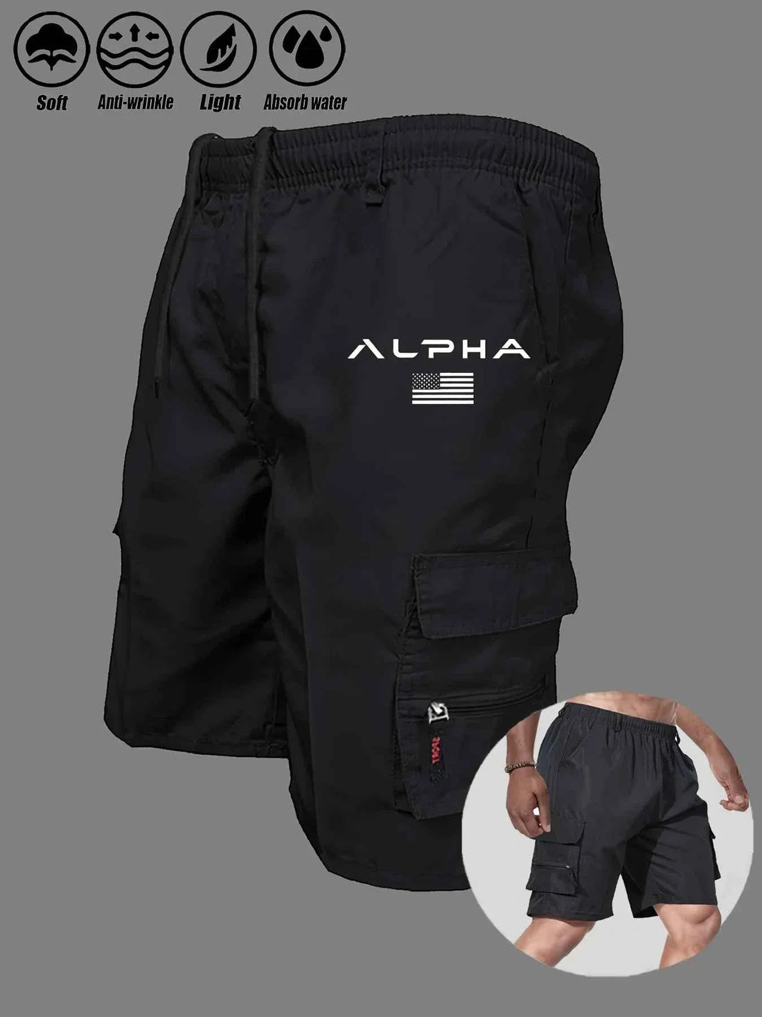 American Flag Eagle Cargo Shorts - Multi-Pocket