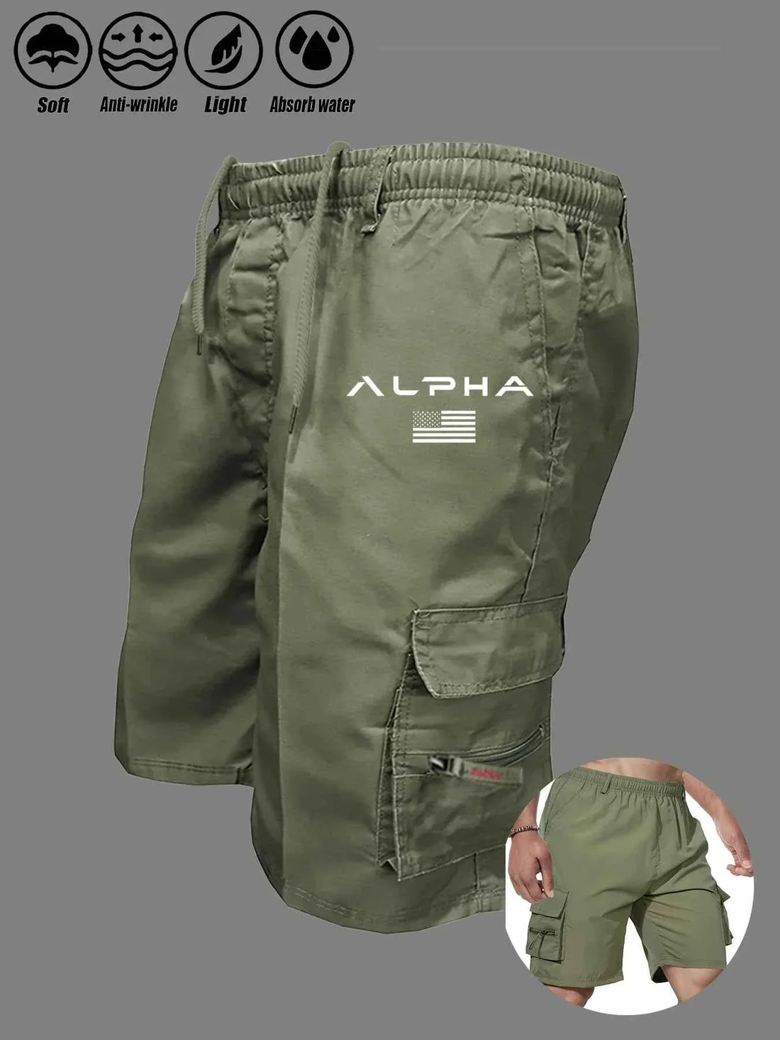 American Flag Eagle Cargo Shorts - Multi-Pocket