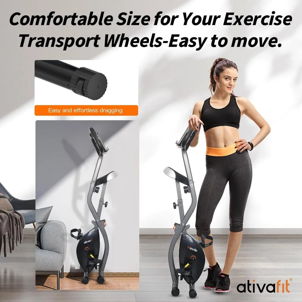 Exercise Bike Foldable Fitness Indoor Stationary Bike Magnetic 3 in 1 Upright Recumbent Exercise Bike for Home Workout