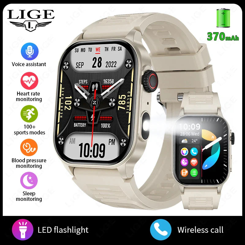 LIGE FlashSmart: 2 HD, AI, Sports & Health Tracker