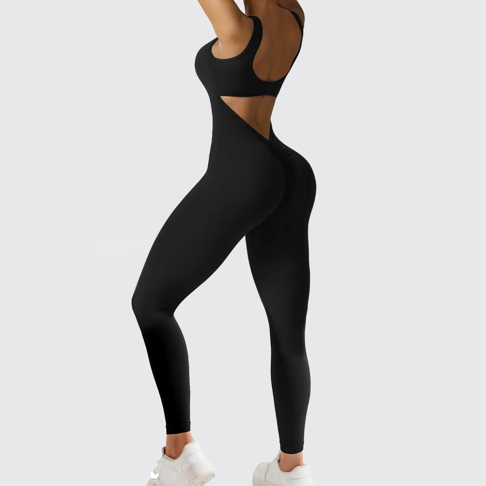 Women’s Sleeveless Flare Jumpsuit for Yoga Fitness